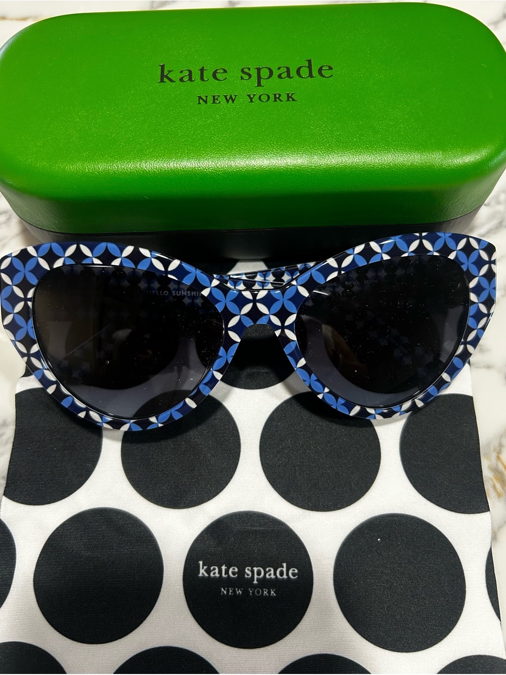 kate spade Blue & Black Geometric Pattern Sunglasses